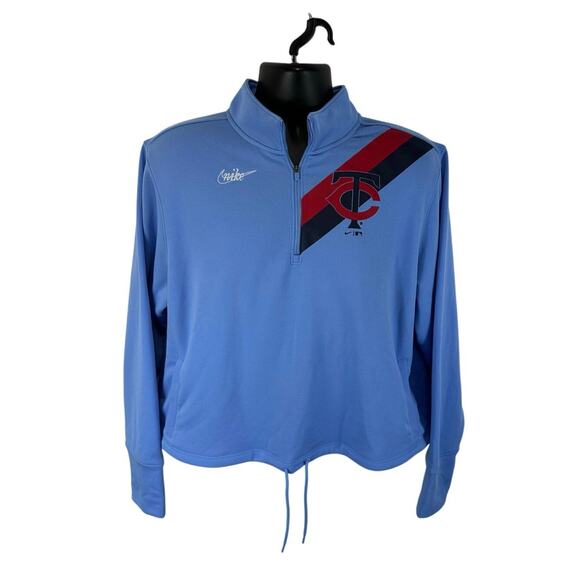 Nike Minnesota Twins Pullover Crop Sweatshirt Light Blue Size XL 1965 Throwback - Picture 1 of 12